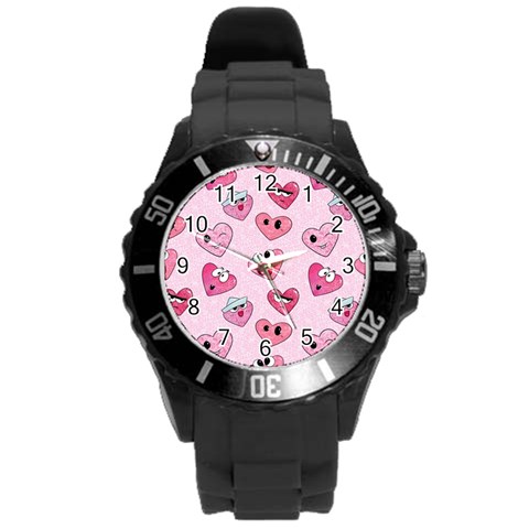 Emoji Heart Round Plastic Sport Watch (L) from ArtsNow.com Front