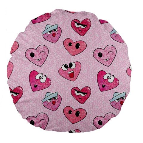 Emoji Heart Large 18  Premium Round Cushions from ArtsNow.com Back