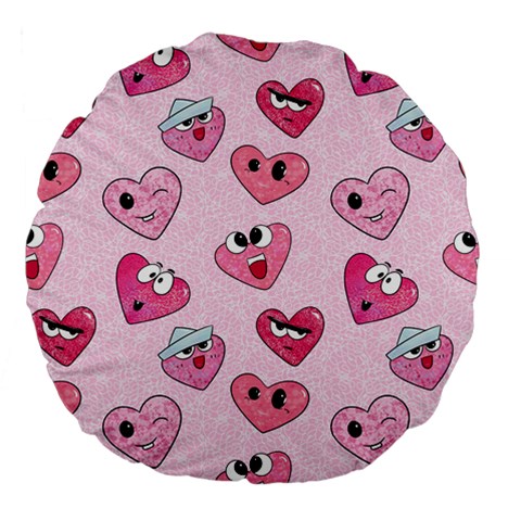 Emoji Heart Large 18  Premium Flano Round Cushions from ArtsNow.com Back