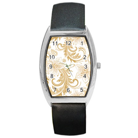 Flowers Shading Pattern Barrel Style Metal Watch from ArtsNow.com Front