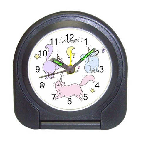 Cute unicorn cats Travel Alarm Clock from ArtsNow.com Front