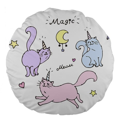 Cute unicorn cats Large 18  Premium Round Cushions from ArtsNow.com Back