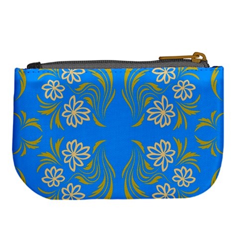 Floral folk damask pattern  Large Coin Purse from ArtsNow.com Back