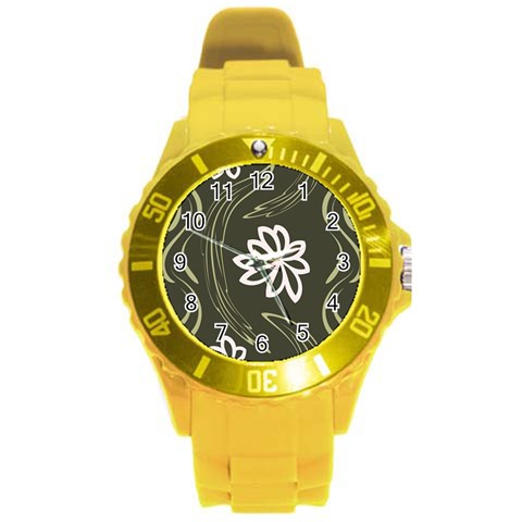 Folk flowers print Floral pattern Ethnic art Round Plastic Sport Watch (L) from ArtsNow.com Front