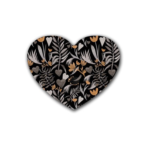 Plants And Hearts In Boho Style No. 2 Rubber Heart Coaster (4 pack) from ArtsNow.com Front