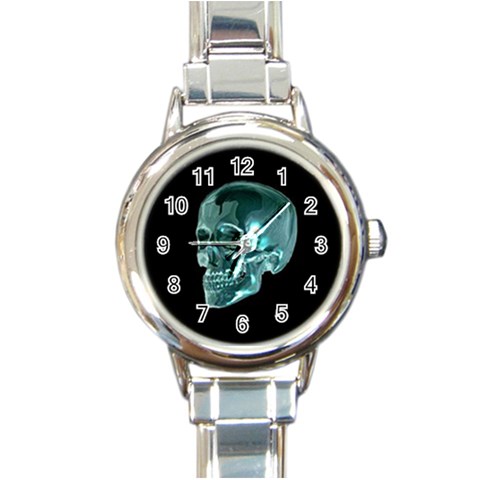 skull graphic Round Italian Charm Watch from ArtsNow.com Front