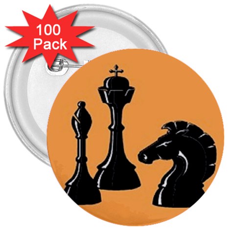 chess 3  Button (100 pack) from ArtsNow.com Front