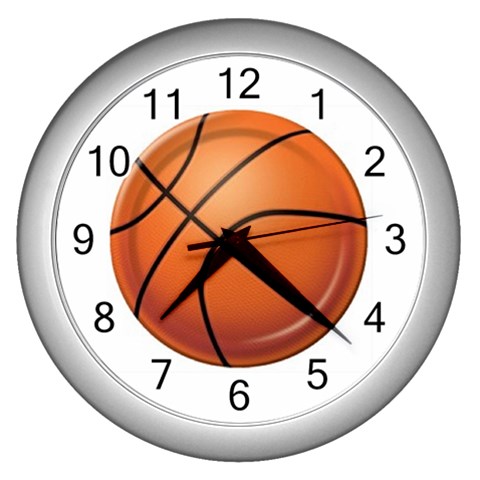 basketball Wall Clock (Silver) from ArtsNow.com Front