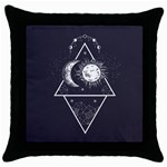 Moon and sun Black Throw Pillow Case