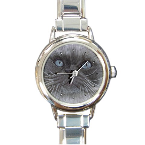 Himi Himalayan Cat Round Italian Charm Watch from ArtsNow.com Front