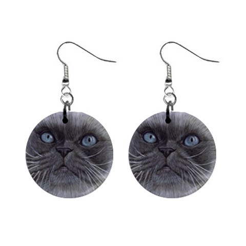 Himi Himalayan Cat 1  Button Earrings from ArtsNow.com Front