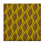 Yellow Brown Minimalist Leaves Tile Coaster