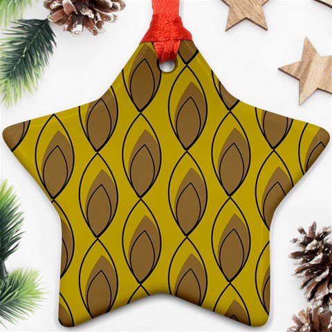 Yellow Brown Minimalist Leaves Ornament (Star) from ArtsNow.com Front