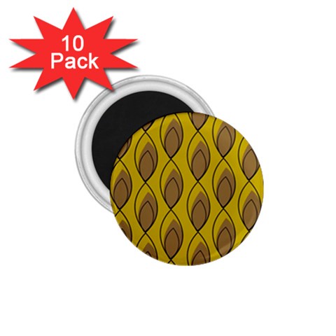 Yellow Brown Minimalist Leaves 1.75  Magnet (10 pack)  from ArtsNow.com Front