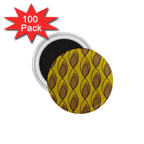 Yellow Brown Minimalist Leaves 1.75  Magnet (100 pack)  from ArtsNow.com Front