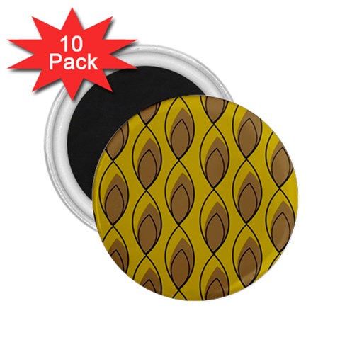 Yellow Brown Minimalist Leaves 2.25  Magnet (10 pack) from ArtsNow.com Front