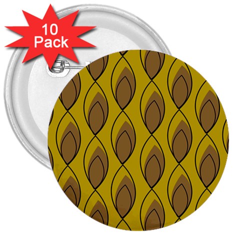 Yellow Brown Minimalist Leaves 3  Button (10 pack) from ArtsNow.com Front