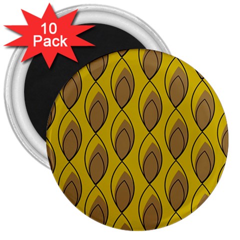 Yellow Brown Minimalist Leaves 3  Magnet (10 pack) from ArtsNow.com Front