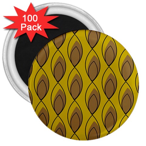 Yellow Brown Minimalist Leaves 3  Magnet (100 pack) from ArtsNow.com Front