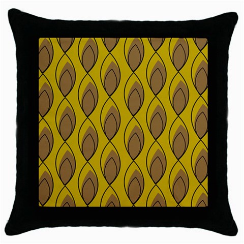 Yellow Brown Minimalist Leaves Throw Pillow Case (Black) from ArtsNow.com Front