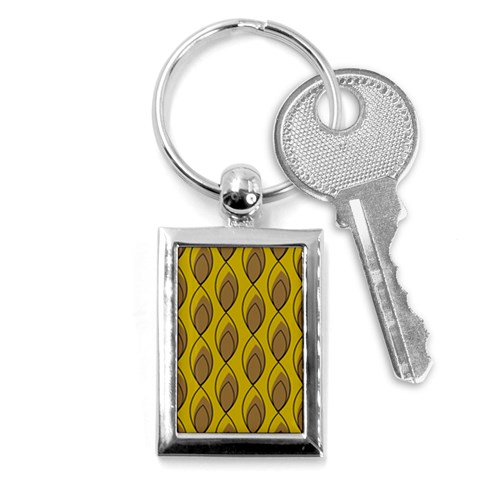 Yellow Brown Minimalist Leaves Key Chain (Rectangle) from ArtsNow.com Front