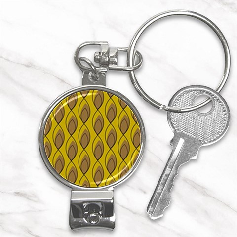 Yellow Brown Minimalist Leaves Nail Clippers Key Chain from ArtsNow.com Front