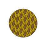 Yellow Brown Minimalist Leaves Rubber Round Coaster (4 pack)