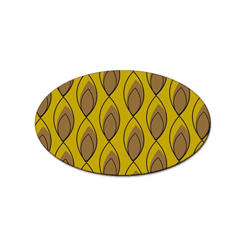 Yellow Brown Minimalist Leaves Sticker (Oval) from ArtsNow.com Front