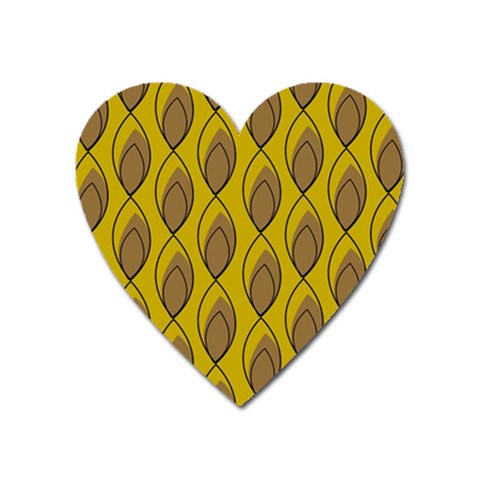 Yellow Brown Minimalist Leaves Magnet (Heart) from ArtsNow.com Front