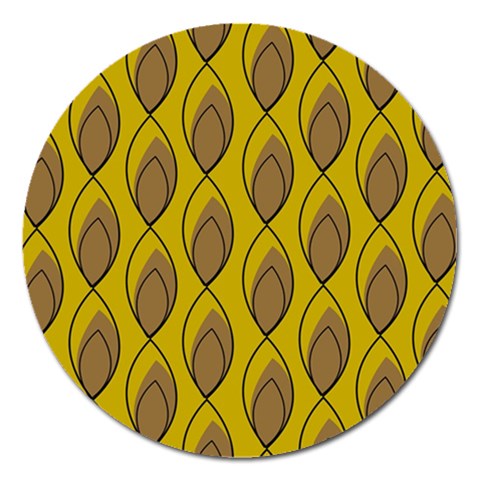 Yellow Brown Minimalist Leaves Magnet 5  (Round) from ArtsNow.com Front