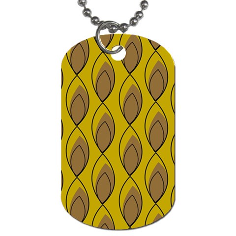 Yellow Brown Minimalist Leaves Dog Tag (One Side) from ArtsNow.com Front