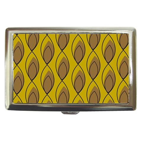 Yellow Brown Minimalist Leaves Cigarette Money Case from ArtsNow.com Front