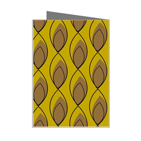 Yellow Brown Minimalist Leaves Mini Greeting Card from ArtsNow.com Right