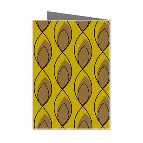 Yellow Brown Minimalist Leaves Mini Greeting Cards (Pkg of 8) from ArtsNow.com Left