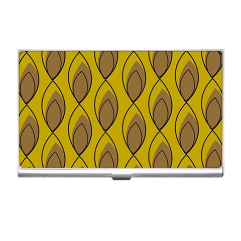 Yellow Brown Minimalist Leaves Business Card Holder from ArtsNow.com Front