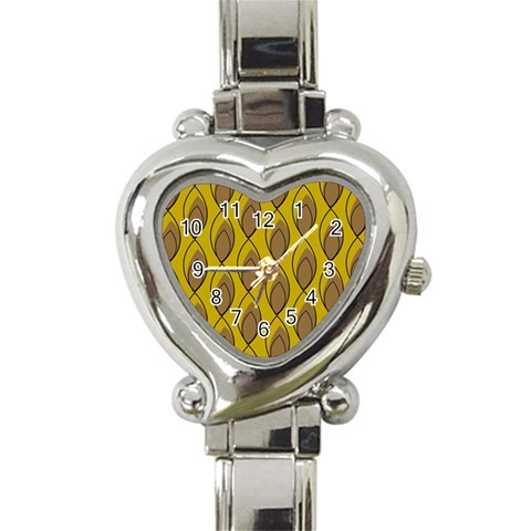 Yellow Brown Minimalist Leaves Heart Italian Charm Watch from ArtsNow.com Front