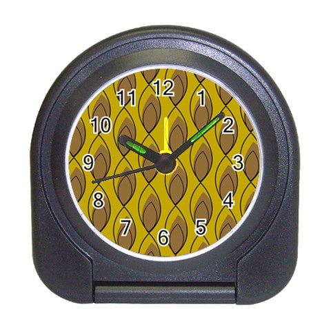 Yellow Brown Minimalist Leaves Travel Alarm Clock from ArtsNow.com Front