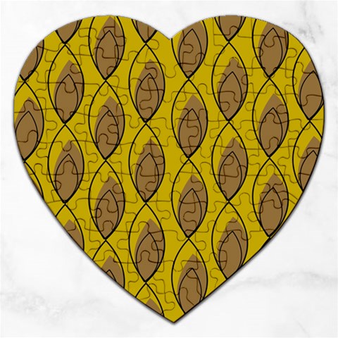 Yellow Brown Minimalist Leaves Jigsaw Puzzle (Heart) from ArtsNow.com Front