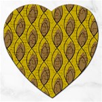 Yellow Brown Minimalist Leaves Jigsaw Puzzle (Heart)