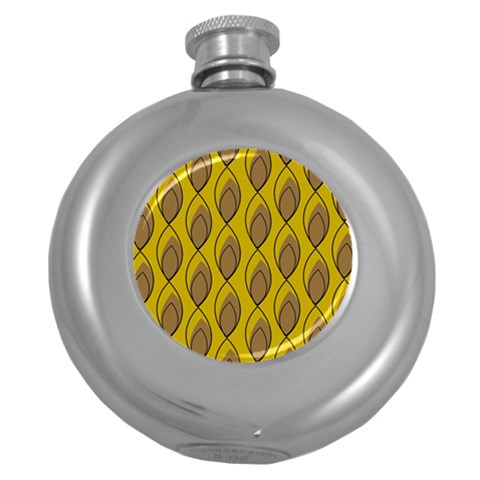 Yellow Brown Minimalist Leaves Hip Flask (5 oz) from ArtsNow.com Front