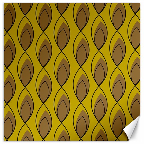 Yellow Brown Minimalist Leaves Canvas 12  x 12  from ArtsNow.com 11.4 x11.56  Canvas - 1