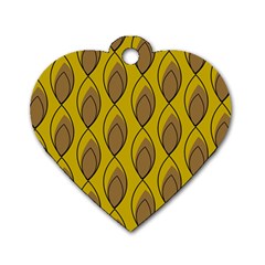 Yellow Brown Minimalist Leaves Dog Tag Heart (Two Sides) from ArtsNow.com Front