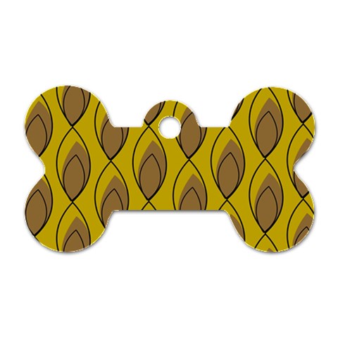 Yellow Brown Minimalist Leaves Dog Tag Bone (One Side) from ArtsNow.com Front