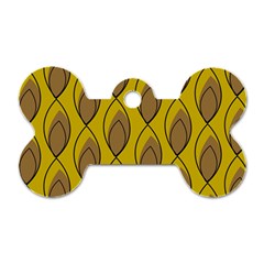 Yellow Brown Minimalist Leaves Dog Tag Bone (Two Sides) from ArtsNow.com Back