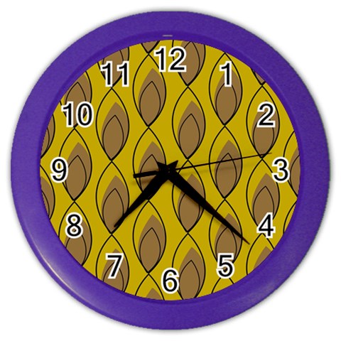 Yellow Brown Minimalist Leaves Color Wall Clock from ArtsNow.com Front