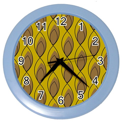 Yellow Brown Minimalist Leaves Color Wall Clock from ArtsNow.com Front