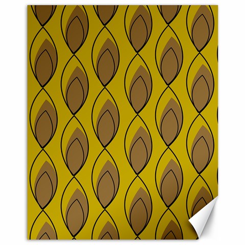 Yellow Brown Minimalist Leaves Canvas 11  x 14  from ArtsNow.com 10.95 x13.48  Canvas - 1