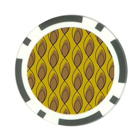 Yellow Brown Minimalist Leaves Poker Chip Card Guard from ArtsNow.com Front