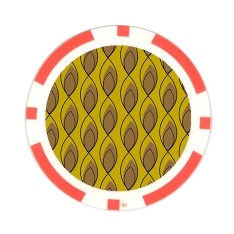 Yellow Brown Minimalist Leaves Poker Chip Card Guard from ArtsNow.com Front