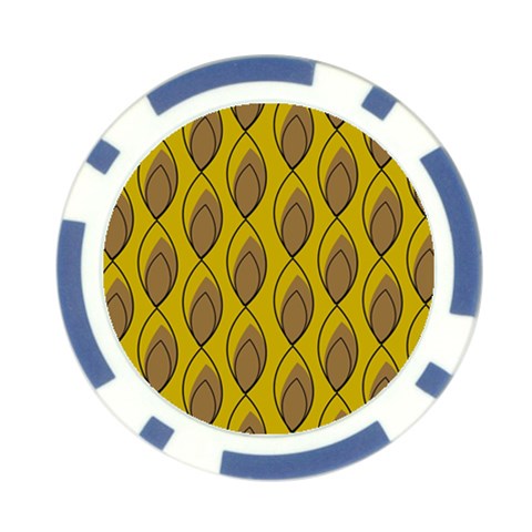 Yellow Brown Minimalist Leaves Poker Chip Card Guard from ArtsNow.com Front